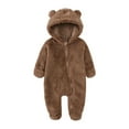 thumbnail image 1 of Baby Boys Girls Snowsuit Winter Coat Solid Bear Warm Hooded Footed Romper Jumpsuit Outfits, 1 of 3