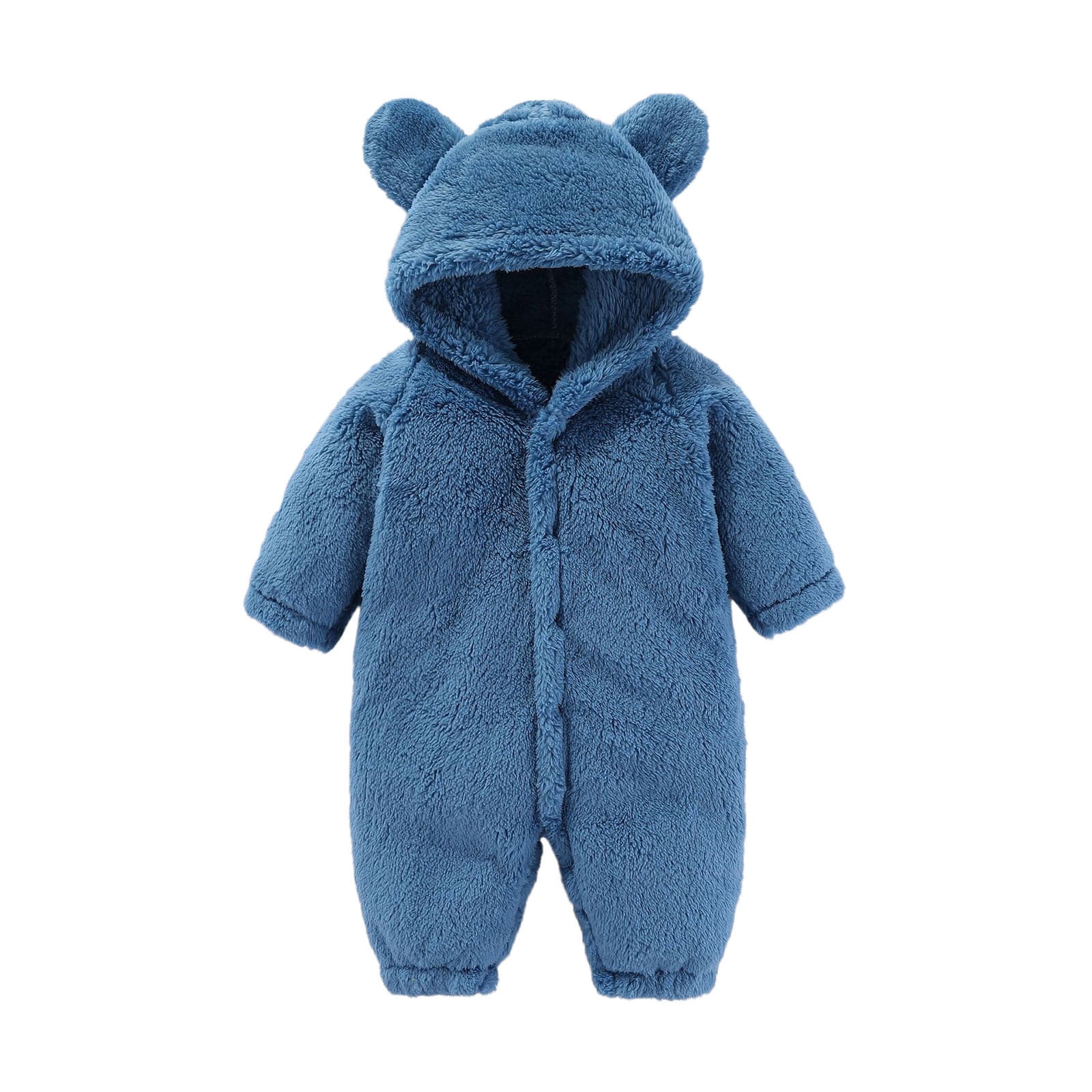 Baby Boys Girls Snowsuit Winter Coat Solid Bear Warm Hooded Romper