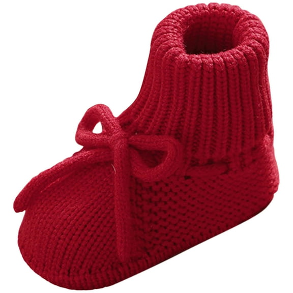 Baby Boys Girls Sock Shoes Newborn Fuzzy First Walking Shoes Toddler Winter Warm Non Slip Knit Ankle Booties