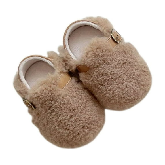 Baby Boys Girls Soft Plush Slippers Animal Boots Toddler Infant Crib Shoes Winter House Shoes,Color:Beige,Size:6-9 Months