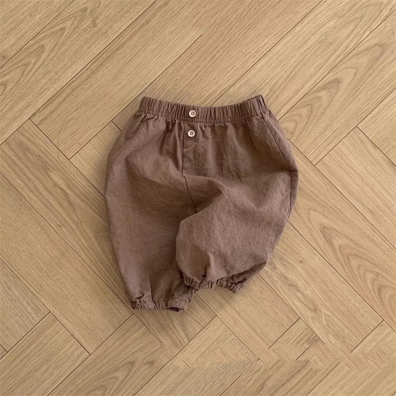 Baby Boys Girls Solid Color Pants, Children's Lightweight Ankle Tied Casual Pants For Outerwear Loose And Versatile Pants for 0-2Years