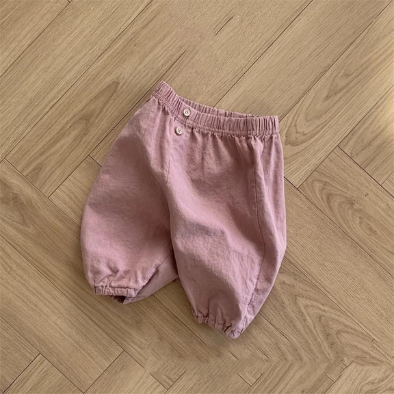 Baby Boys Girls Solid Color Pants, Children's Lightweight Ankle Tied Casual Pants For Outerwear Loose And Versatile Pants for 0-2Years