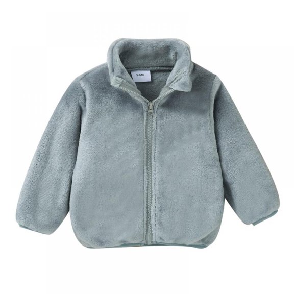 Baby Boys Girls Solid Color Zipper Long-sleeved Jacket Lovely Toddler Fleece Jacket Wool Coat 0-3Y