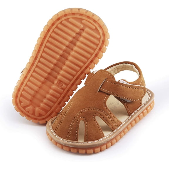 Baby Boys Girls Squeaky Sandals Non-Slip Soft Rubber Sole Closed Toe Infant Summer Outdoor Shoes Toddler First Walkers