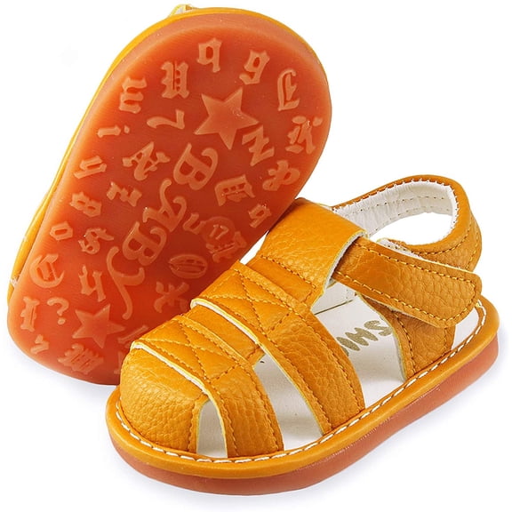 Baby Boys Girls Squeaky Sandals Non-Slip Soft Rubber Sole Closed Toe Infant Summer Outdoor Shoes Toddler First Walkers