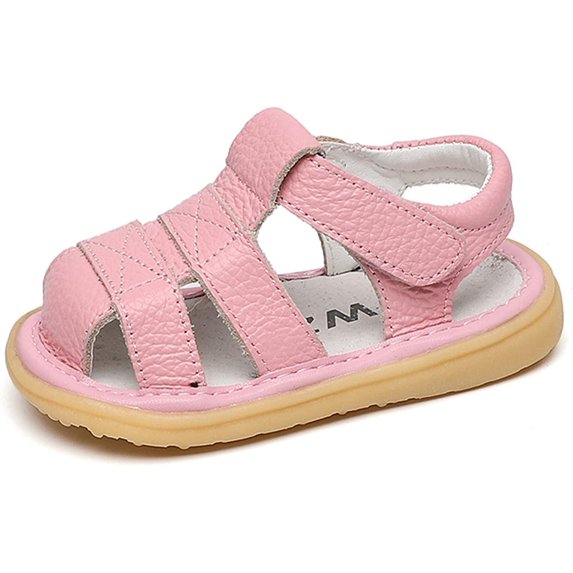 Baby Boys Girls Summer Lightweight Soft Sole Closed-Toe Outdoor Leather Athletic Sandals