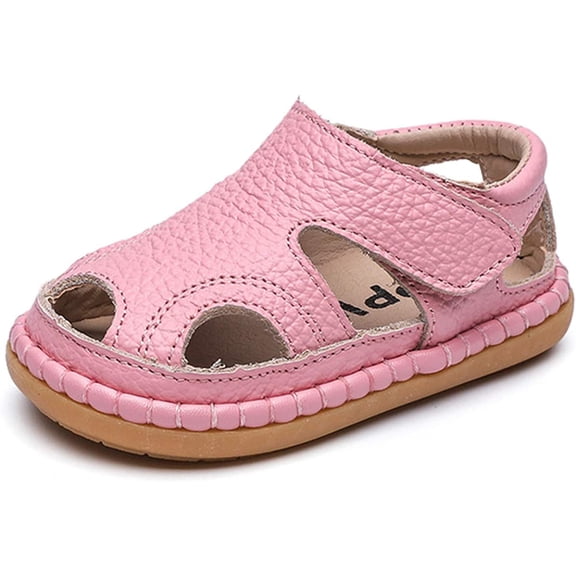 Baby Boys Girls Summer Lightweight Soft Sole Closed-Toe Outdoor Leather Athletic Sandals
