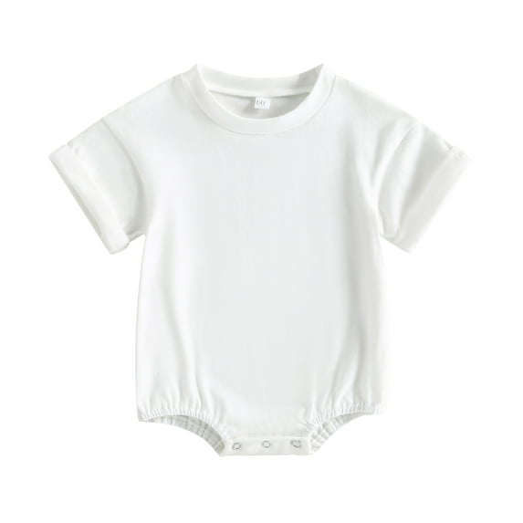 Baby Boys Girls Summer Romper, Short Sleeve Solid Color Bodysuit Newborn Clothes