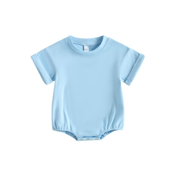 Baby Boys Girls Summer Romper, Short Sleeve Solid Color Bodysuit Newborn Clothes