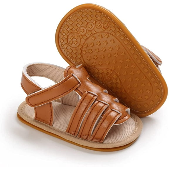 Baby Boys Girls Summer Sandals 2 Straps Anti Slip Soft Sole Beach Infant Shoes Toddler First Walker Newborn Crib Shoes(3-18Months)
