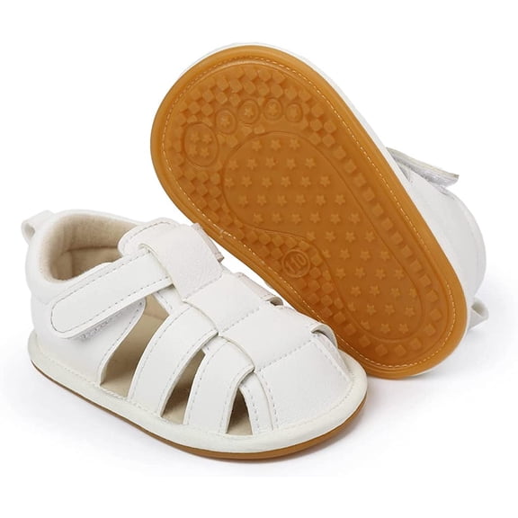 Baby Boys Girls Summer Sandals 2 Straps Anti Slip Soft Sole Beach Infant Shoes Toddler First Walker Newborn Crib Shoes(3-18Months)