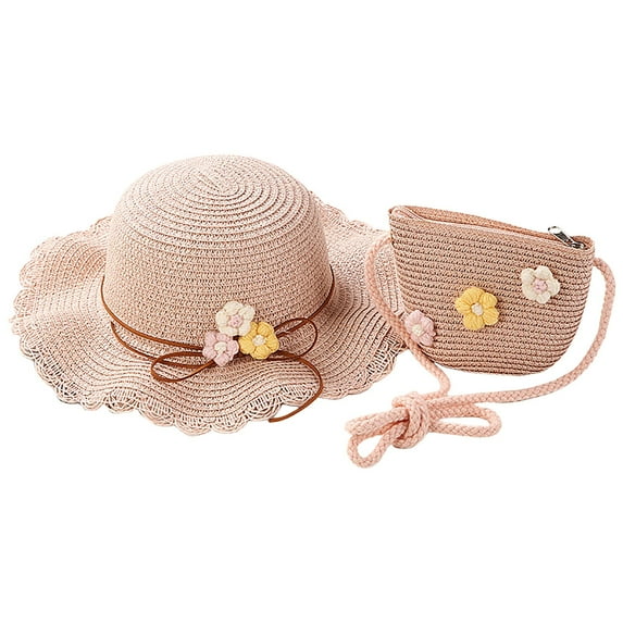 Baby Boys Girls Sun Hat with UPF 50+ Outdoor Adjustable Toddler Beach Hat with Wide Brim Bucket Hats for Kids Straw Hat Hat Sun + Sunscreen Sunshade Children Flower Straw Beach Girls Bag Kids Hat