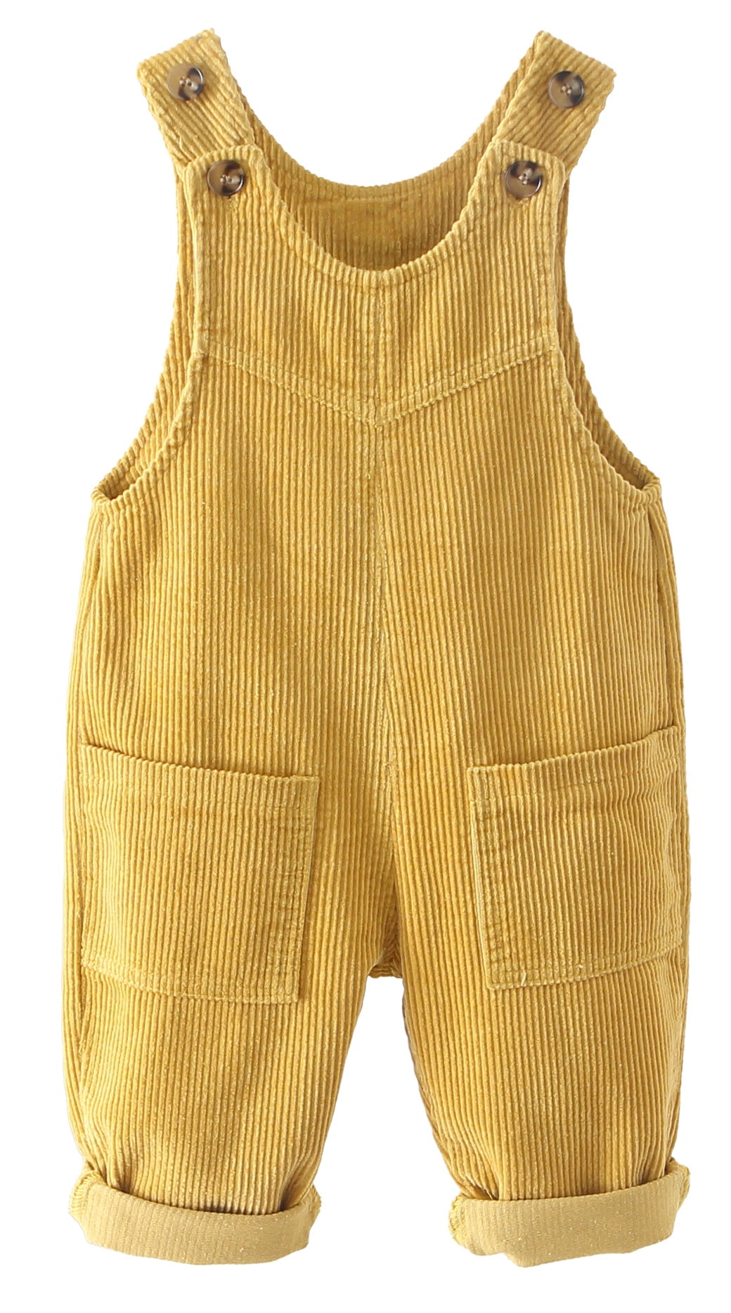 Baby Boys Girls Suspender Trousers Solid Color Button Shoulder Bodysuit Ribbed Jumpsuit Loose Bib Pants Sleevless Cute Outfit Overall Clothing Set Yellow 18-24 Months