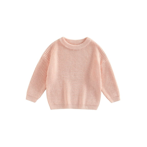 Baby Boys Girls Sweater Solid Color Crew Neck Long Sleeve Pullovers Fall Infant Clothes Jumpers Tops 0-3 Months