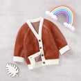 thumbnail image 1 of Baby Boys Girls Sweaters Cardigans Pure Color Long Sleeve Knitted Newborn Infant Kids Outerwear Jackets & Coats Children Costume, 1 of 5