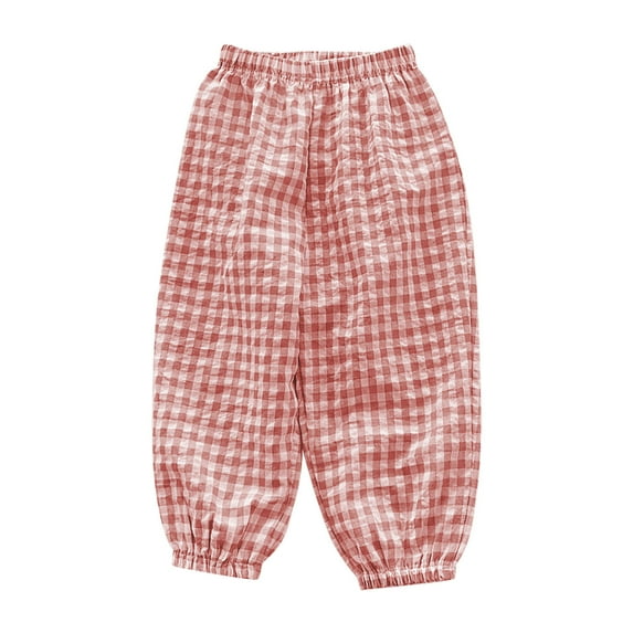 Baby Boys Girls Sweatpants Casual Cotton Full Length Pants Toddler Kids Kids Girls Fashion Cute Lattice Sweet Elasticity Flared Pants Trousers Pants Pinks 4 Years