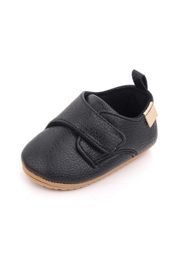 Baby Boys Girls TPR Leather Hard Bottom Walking Sneakers Toddler Rubber Sole First Walkers Infant Cartoon Crib Shoes