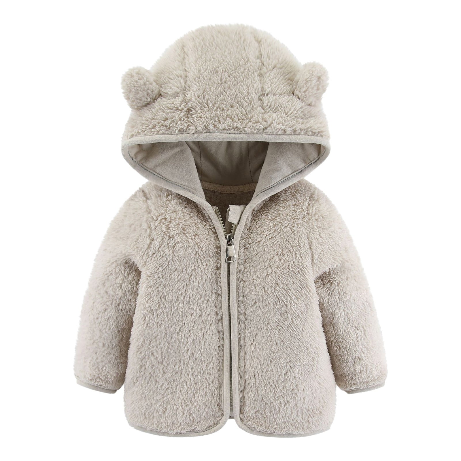 2pcs Baby Solid Thickened Fleece 3D Ears Long-sleeve Hoodie and Pants Set