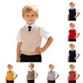 thumbnail image 1 of Baby Boys Girls V Neck Comfort Knitted Toddlers Uniform Knitwear Sleeveless Pullover Sweater Vest 18-24 Months, 1 of 8
