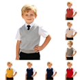 thumbnail image 1 of Baby Boys Girls V Neck Comfort Knitted Toddlers Uniform Knitwear Sleeveless Pullover Sweater Vest 6-12 Months, 1 of 8
