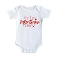 thumbnail image 1 of Baby Boys Girls Valentine's Day Romper Jumpsuit 12-18 Months Summer Short Sleeve Letter Print Unisex Clothes,Red,3-6 Months, 1 of 5