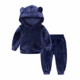 thumbnail image 1 of Baby Boys Girls Velvet Sweatsuit, Kids Cute Ear Fleece Pullover Hooded and Jogger Pants Outfits Tracksuit Set Outfits for Girl Going out Navy 3-4Y, 1 of 8