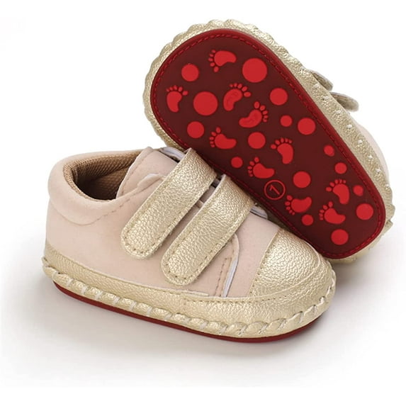 Baby Boys Girls Walking Shoes Hard Bottom Non Slip PU Leather Outdoor Sneaker Infant Carton Slipper Toddler First Walker Crib Shoes(3-18 Months)