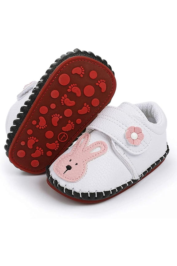 Baby Boys Girls Walking Shoes Hard Bottom Non Slip PU Leather Outdoor Sneaker Infant Carton Slipper Toddler First Walker Crib Shoes(3-18 Months)