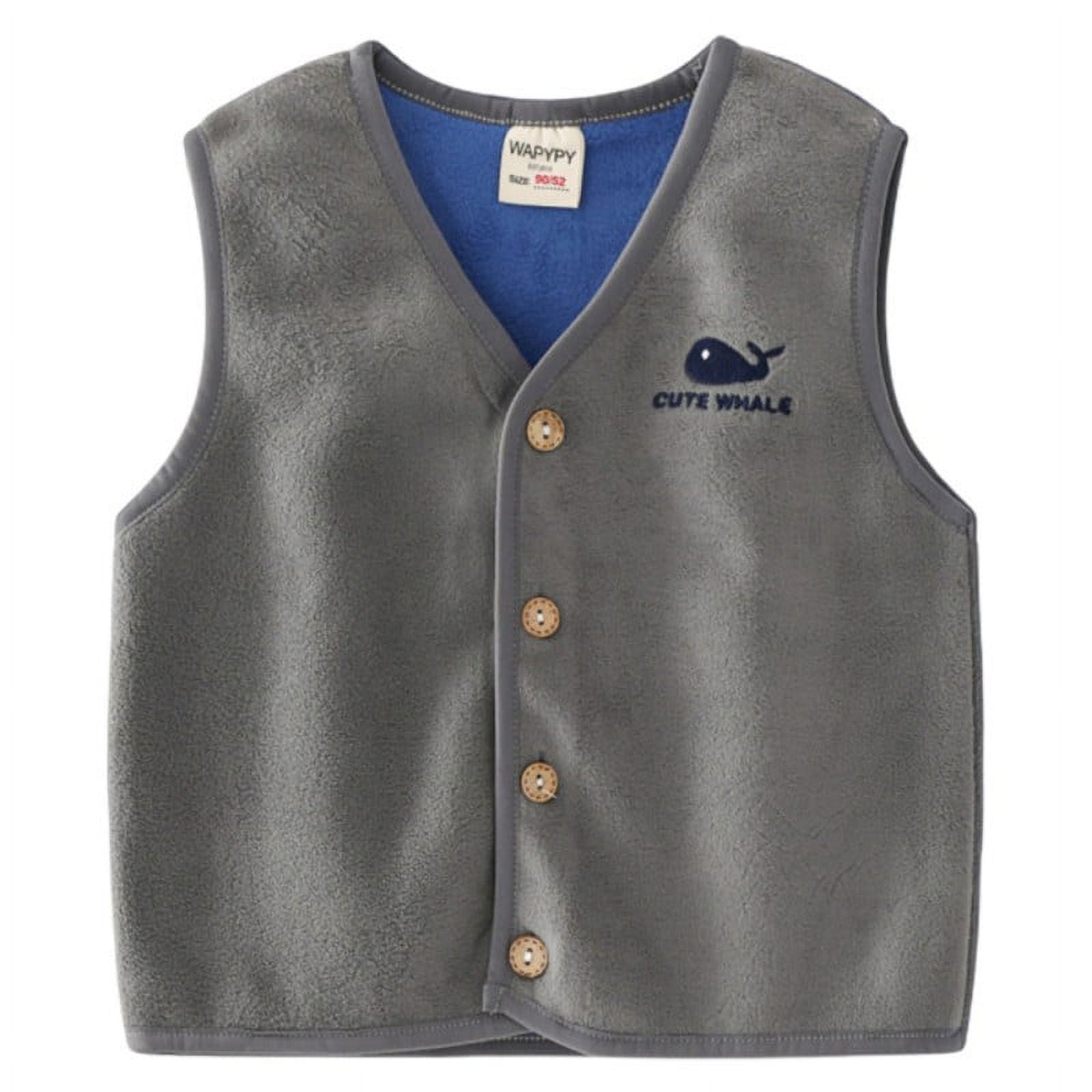 Baby Boys Girls Warm Fleece Vest Toddlers Sleeveless Button Down Jacket