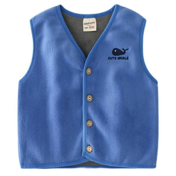 Baby Boys Girls Warm Fleece Vest Toddlers Sleeveless Button Down Jacket Waistcoat 1-6T