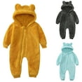 thumbnail image 1 of Baby Boys Girls Warm Hooded Coat Thick Baby Snowsuit Infant Jumpsuit Jacket Snow Suits Plush Cute Bear Ears Winter Romper, 1 of 7