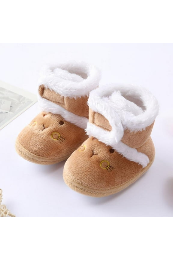 Baby Boys Girls Warm Winter Boots Cartoon Bear Soft Sole Anti-Slip Newborn Infant Prewalker Toddler Snow Boots 0-6 Months
