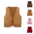 thumbnail image 1 of Baby Boys Girls Western Cowboy Cow Girl Vest Tassel Fringe Waist Coat Top Party, 1 of 4