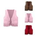 thumbnail image 1 of Baby Boys Girls Western Cowboy Cowgirl Vest with Tassel Fringe, Open Front Suede Waistcoat Top for Halloween Party, 1 of 4