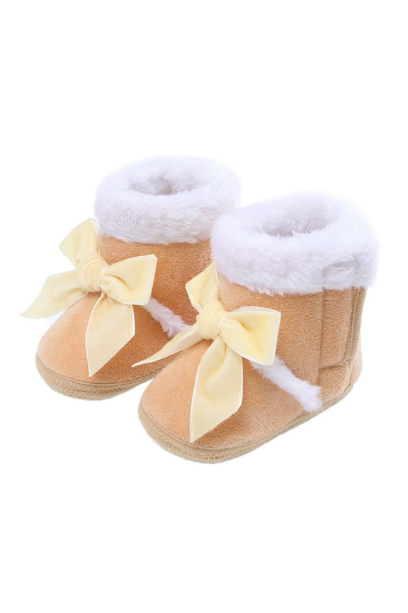 Baby Boys Girls Winter Booties with Grippers Soft Cozy -on House Shoes Toddler Crib Shoes Winter Snow Shoes for Festival Gifts 0-6 Months