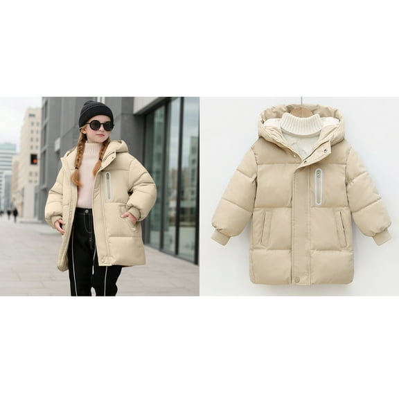Baby Boys Girls Winter Coat,Baby Boys Puffer Coat Mid-length Hooded Jacket Long Sleeve Light Winter Coats For Kids Warm Outerwear Baby Winter Coat