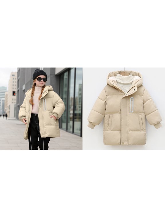Baby Boys Girls Winter Coat,Baby Boys Puffer Coat Mid-length Hooded Jacket Windproof Down Jacket For Baby Girls Outerwear Coats