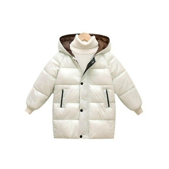 Baby Boys Girls Winter Coat,Baby Boys Puffer Coat Mid-length Hooded Jackets With Pockets Zipper Windproof Jacket Outwear For Baby Kids Fall Jacket