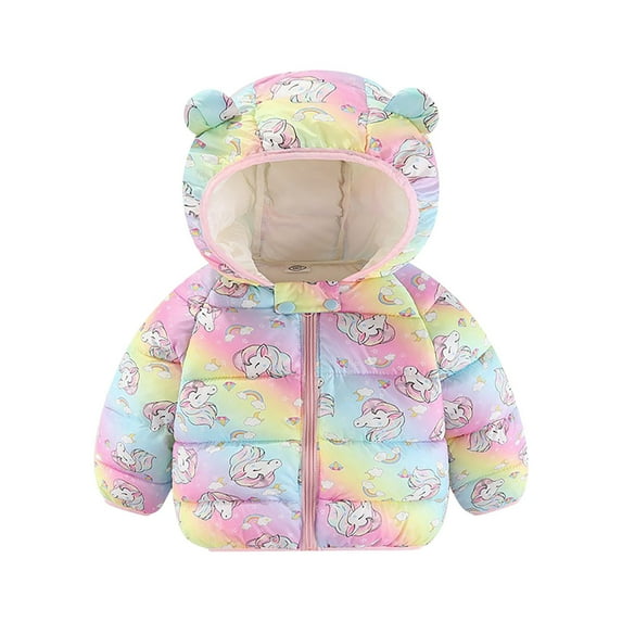 Baby Boys Girls Winter Coat Baby Girls Puffer Coat Cute Bear Ear Hooded Jackets with Pockets Zipper Up Down Coats for Baby Boys Child Puffer Jacket Baby Girl Winter Clothes 12-18 Months