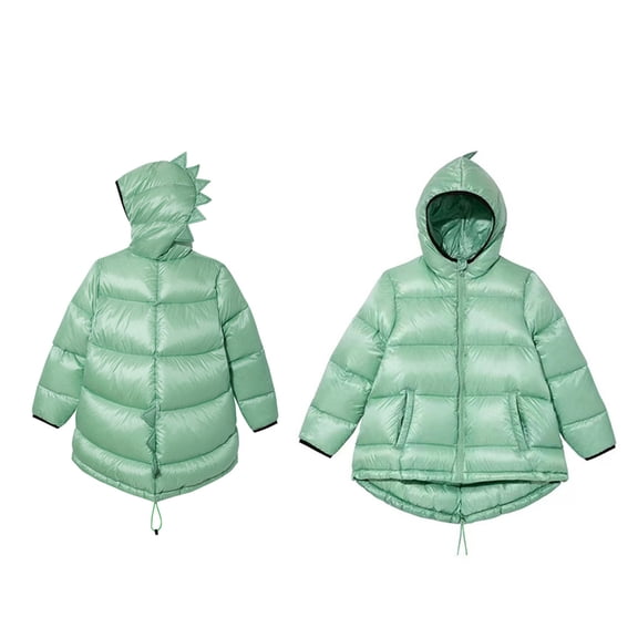 Baby Boys Girls Winter Coat,Baby Girls Puffer Coat Cute Dinosaur Hooded Jackets with Pockets Zipper Up Down Coats 1-2 Years