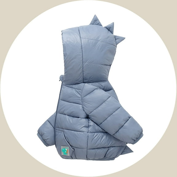 Baby Boys Girls Winter Coat,Baby Girls Puffer Coat Cute Dinosaur Hooded Jackets with Pockets Zipper Up Down Coats 12-18 Months