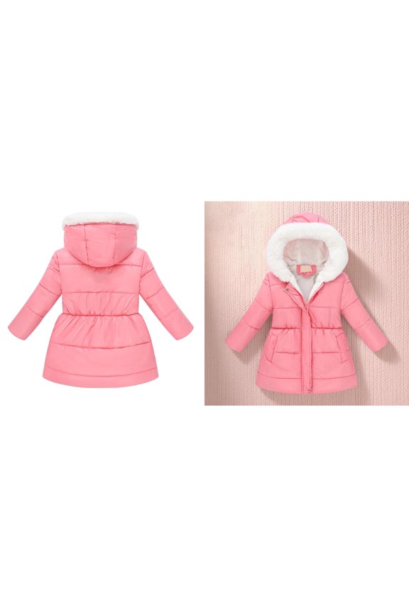 Baby Boys Girls Winter Coat,Baby Girls Puffer Coat Mid-length Hooded Jackets With Pockets Windproof Down Jacket For Baby Girls Winter Down Coat Baby Girl Clothes Winter