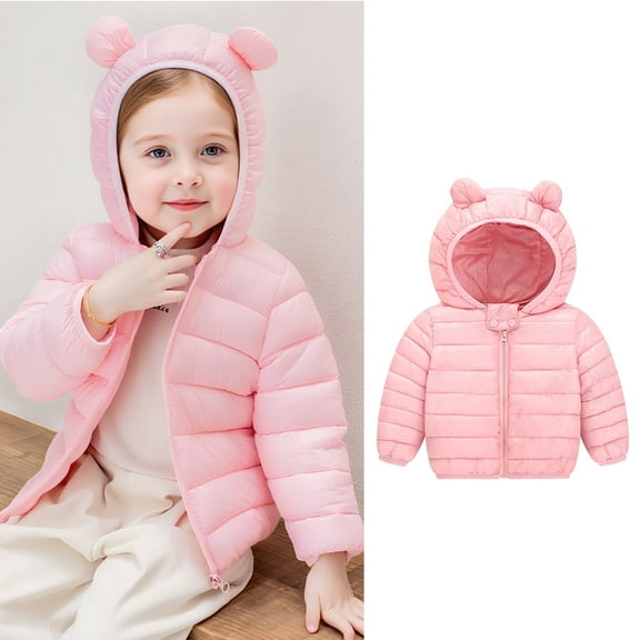 Baby Boys Girls Winter Coat Cute Bear Ears with Hoods Windproof Puffer Padded Coat Baby Fall Jacket 6-12 Months