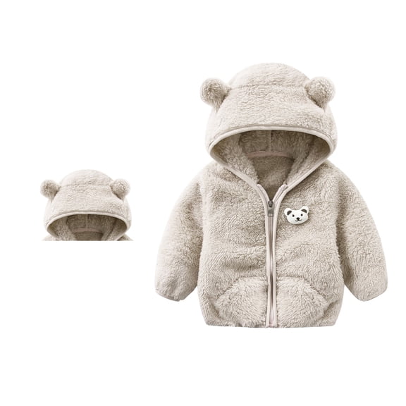 Baby Boys Girls Winter Coat Cute Bear Ear Hooded Jackets with Pockets for Kids Baby Boys Fall Outfits for Girls Baby Boy Clothes 0-6 Months