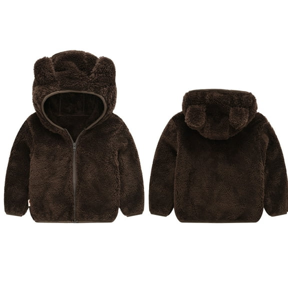 Baby Boys Girls Winter Coat Cute Bear Ear Hooded Jackets with Pockets for Kids Baby Boys Baby Boy Jacket Baby Winter Clothes 2-3 Years
