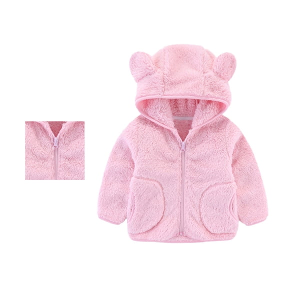Baby Boys Girls Winter Coat Jacket Cute Bear Ear Hooded Jackets with Pockets for Baby Thick Parka Baby Clothes 2-3 Years
