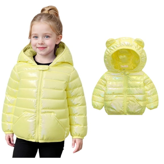 Baby Boys Girls Winter Coat,Kids Puffer Coat Bear Ear Hooded Jacket Thicken Windproof Zipper Warm Outwear for Baby Girls Kids Puffer Jacket Little Boys Girls Clothes