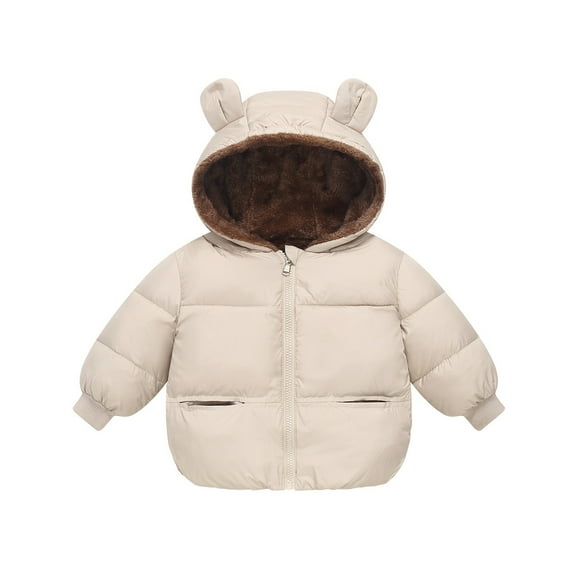 Baby Girls Winter Coat Baby Girls Puffer Coat Cute Bear Ear Hooded Jacket Windproof Down Jacket Toddler Winter Clothes 12-18 Months
