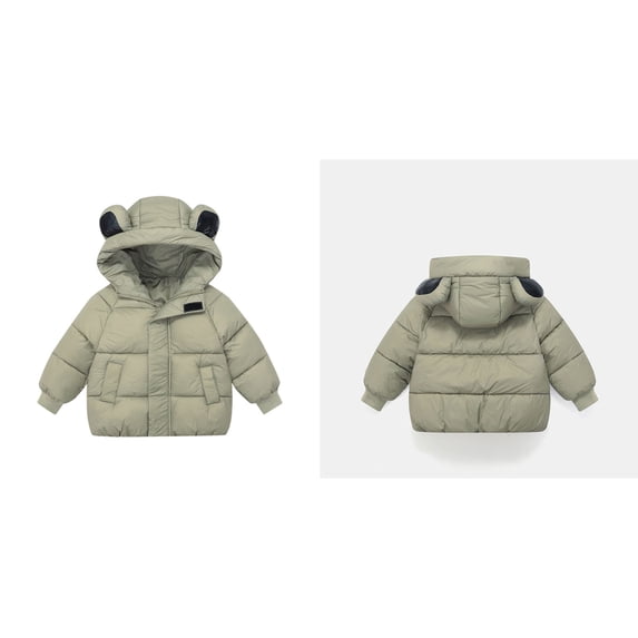Baby Boys Girls Winter Coat,Little Boys Girls Puffer Coat Bear Ear Hooded Jacket Zipper Windproof Jacket Outwear for Baby Kids Winter Warm Outwear Jacket Coat Baby Boy Clothes