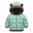 thumbnail image 1 of Baby Boys Girls Winter Coats Toddler Hooded down Jackets Kids Zip up Thicken Warm Fleece Lined Lightweight Puffer Jackets Outerwear Green 4-5T, 1 of 5